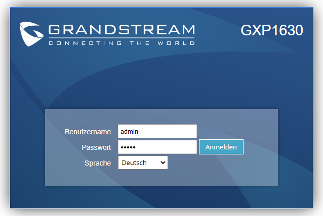 SIPnal Hosted Telefonanlage und Grandstream GXP 16xx Weboberfläche erreichen