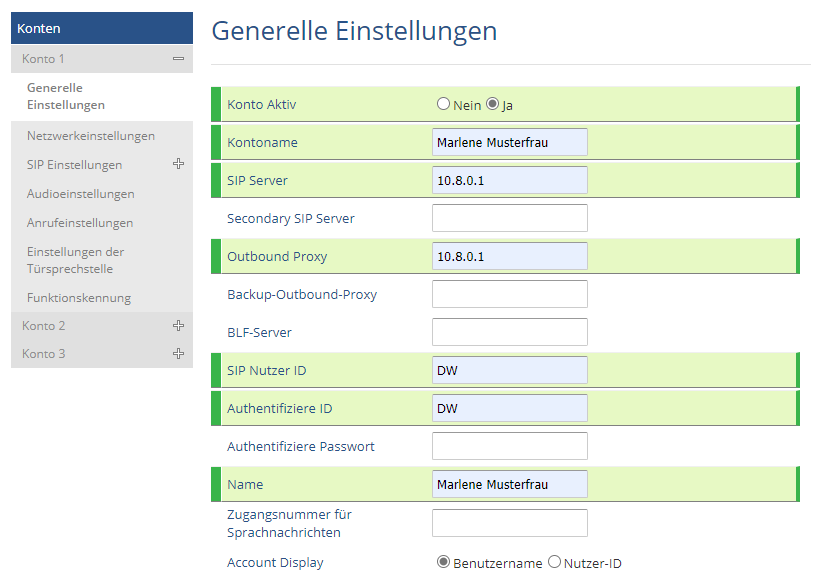 SIPnal Hosted Telefonanlage und Grandstream GXP 16xx VPN Generelle Einstellungen