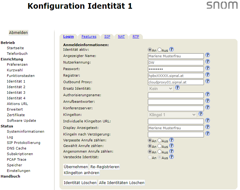 SIPnal Hosted Telefonanlage und Snom 7xx Standard Benutzer einrichten