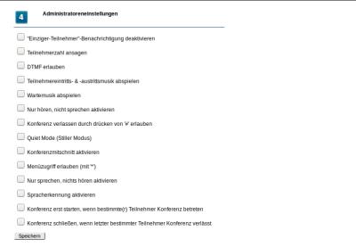 Telefonanlage User-Interface Konferenz einrichten - Administratoroptionen bzw. Konferenzeinstellungen