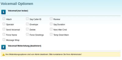 Telefonanlage User-Interface Voicemail-Optionen - Standardansicht