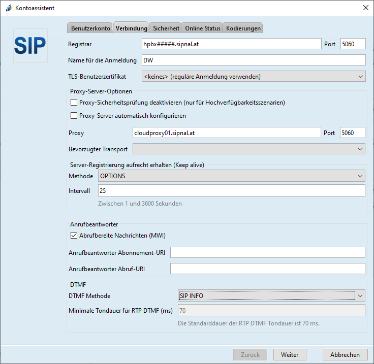 SIPnal Hosted Telefonanlage und Jitsi Verbindung