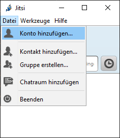 SIPnal Hosted Telefonanlage und Jitsi Konto hinzufügen