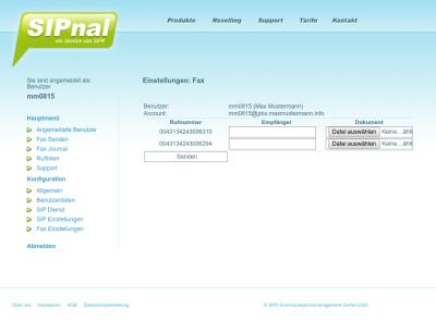 SIP Trunk Fax versenden