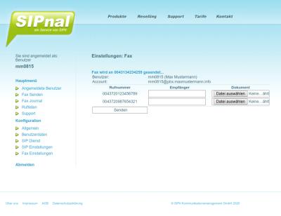 SIP Trunk Fax wird gesendet